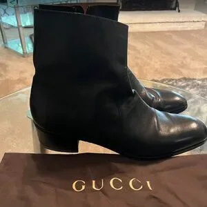 Gucci | Shoes | Gucci Mens Leather Zip Ankle Boots Size 2 Black